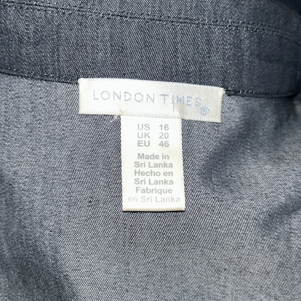 London Times Denim Wrap Dress - Picture 7 of 8